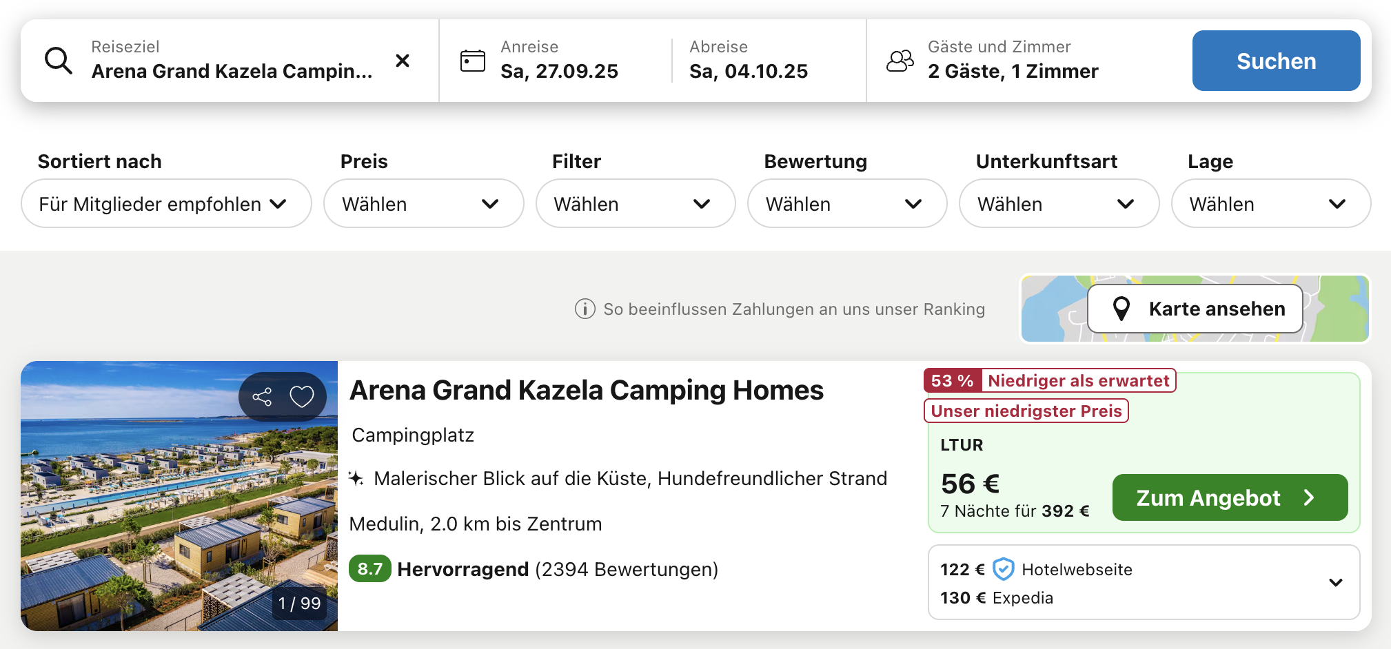 Screenshot Trivago