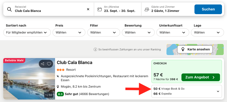 Screenshot Trivago