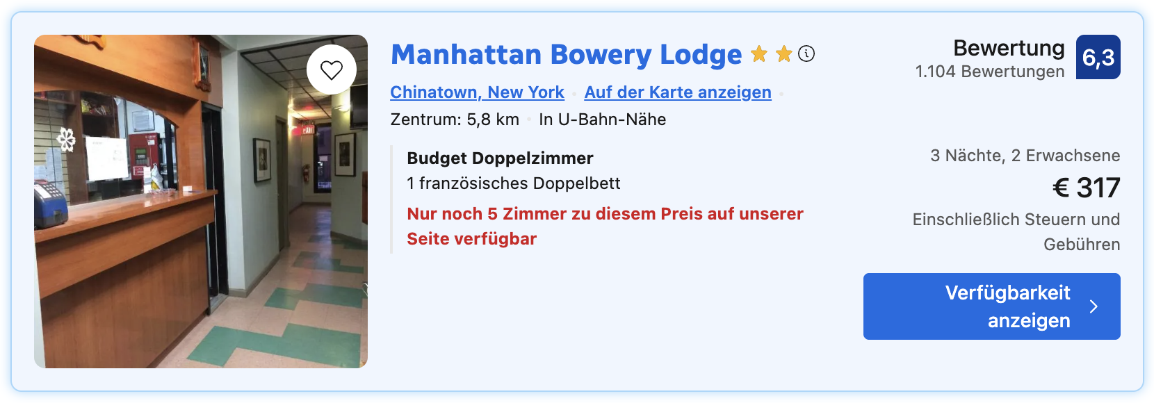 Screenshot Booking