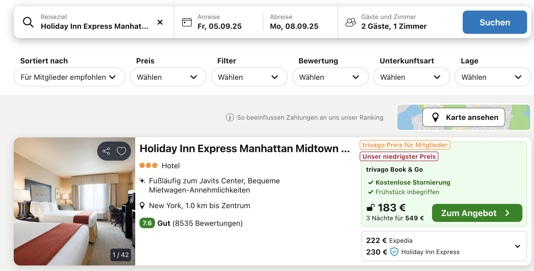 Screenshot Trivago