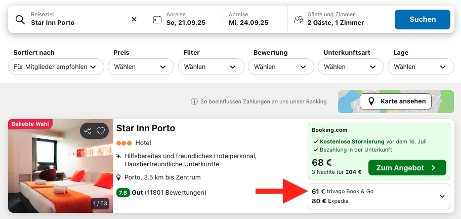 screenshot trivago
