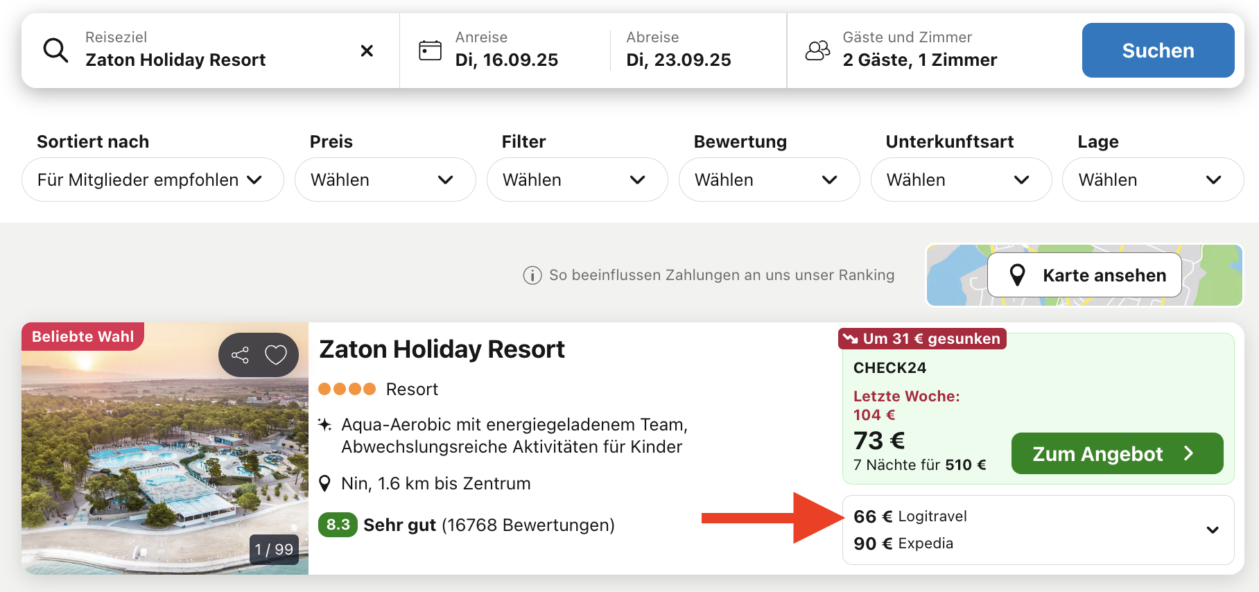 screenshot trivago