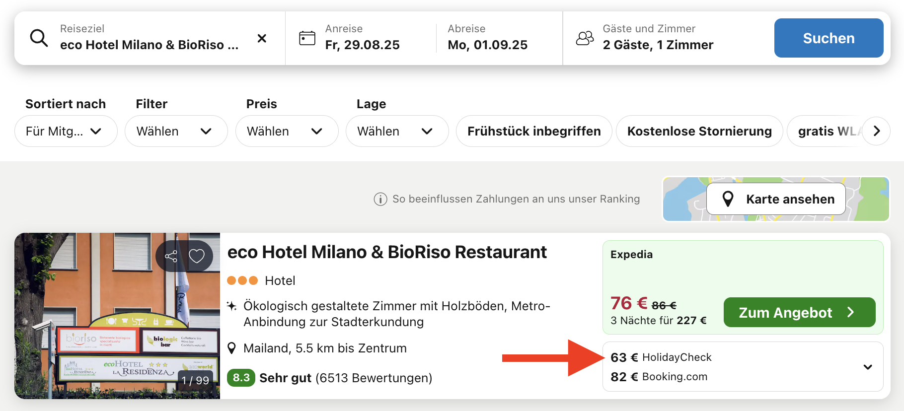 screenshot trivago
