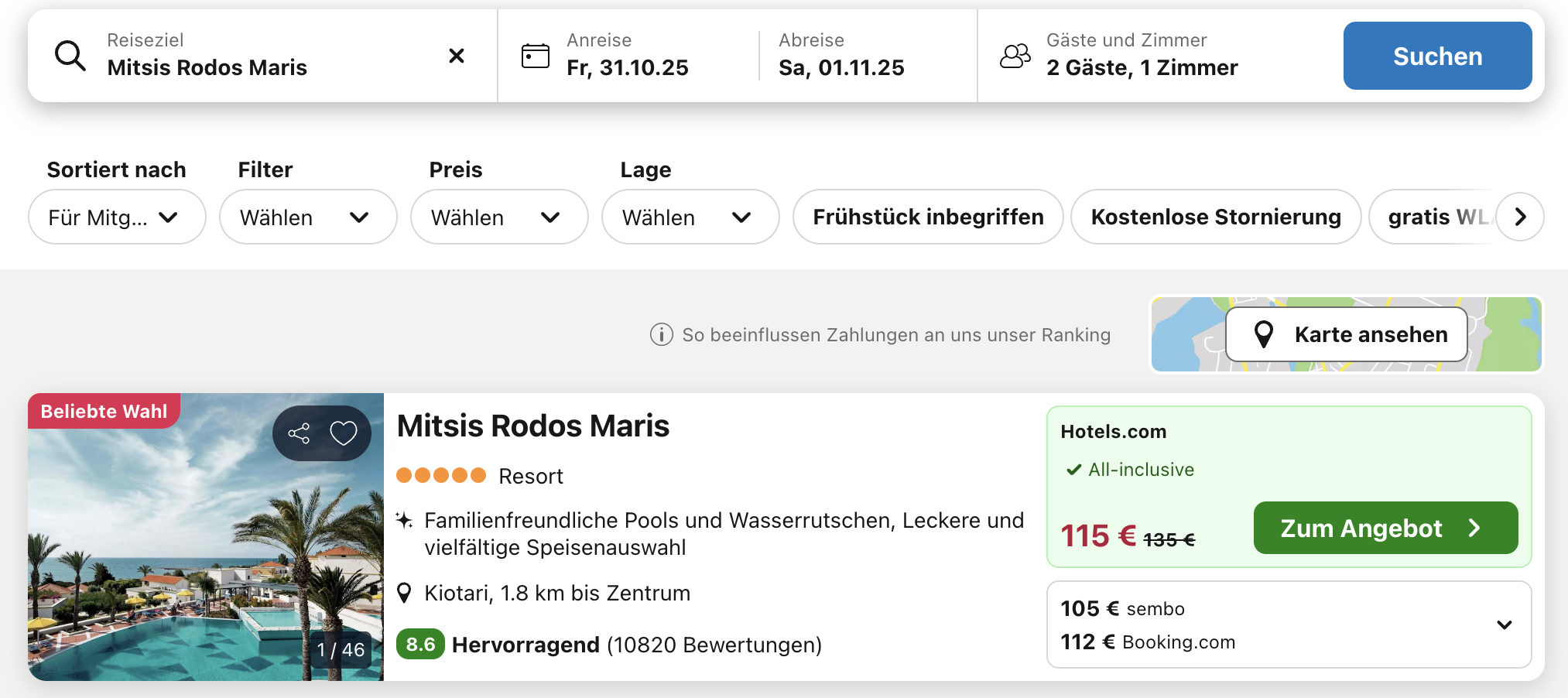 Screenshot Trivago