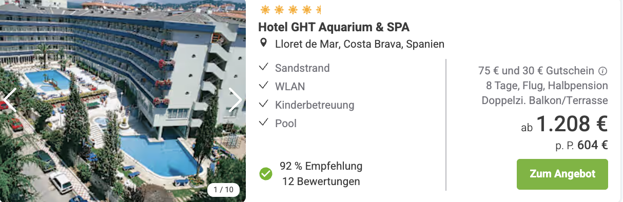 Dieses Angebot ist nur ein Beispiel, Abflughäfen und Reisedaten könnt ihr ganz einfach unter "𝗭𝗨𝗠 𝗗𝗘𝗔𝗟" individuell einstellen. Reisepreise, vor allem bei Lastminute-Abreisen, können sich außerdem rasant ändern; sollte dieser Dealpreis nicht mehr verfügbar sein, dann zeigt euch unser System automatisch den neuen Bestpreis an. 😊
