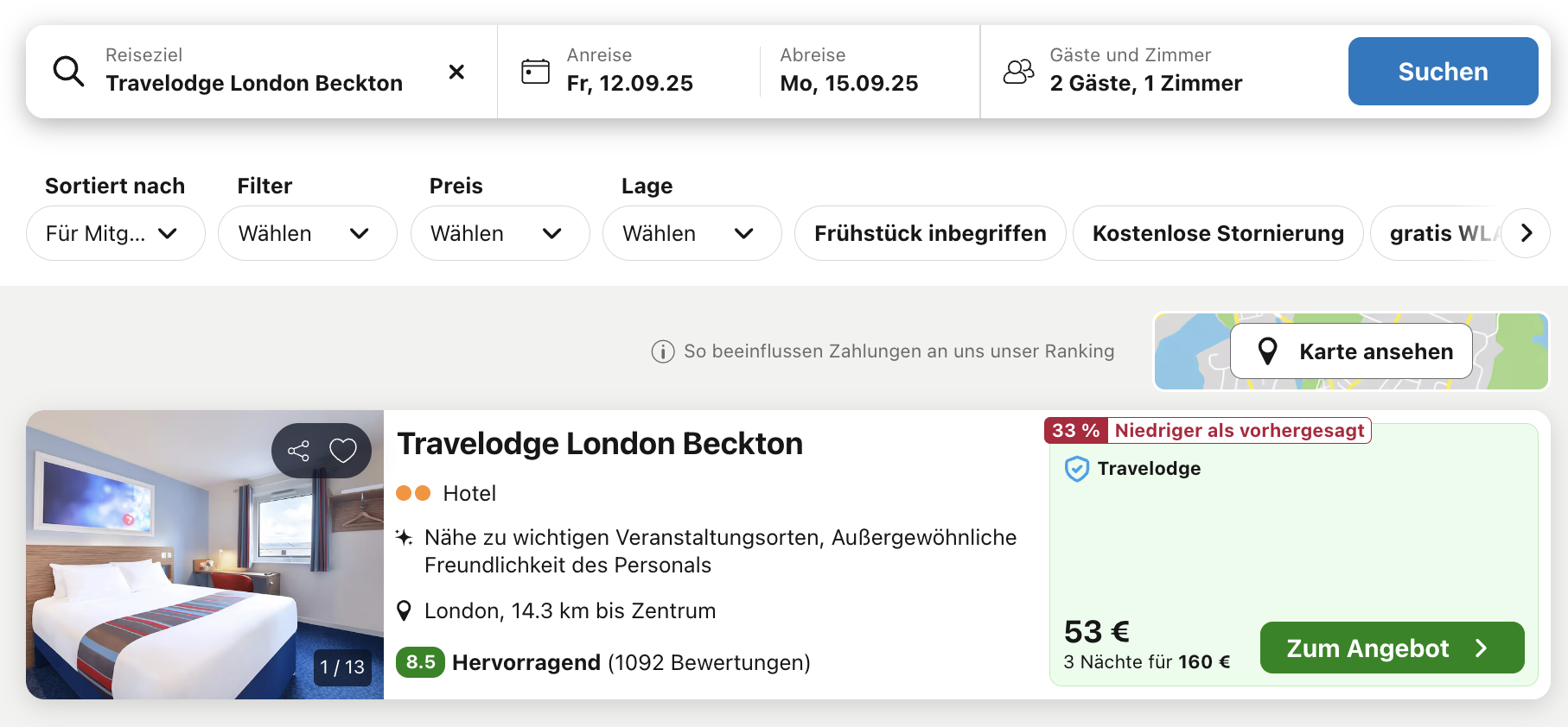 Screenshot Trivago