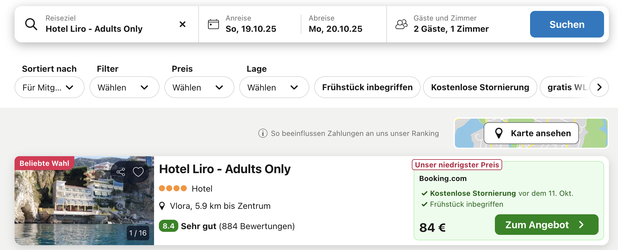Screenshot Trivago