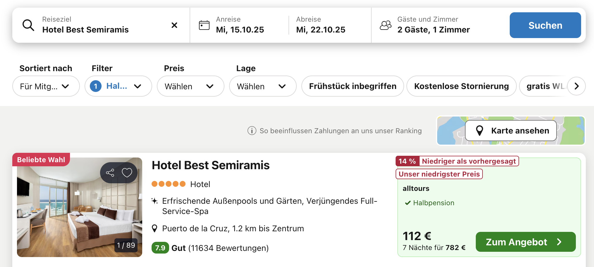 Screenshot Trivago