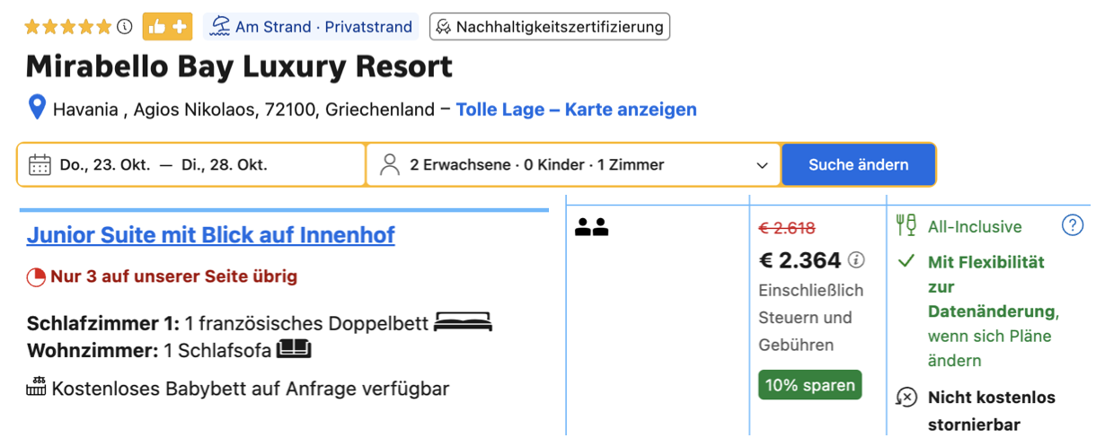 Screenshot Booking