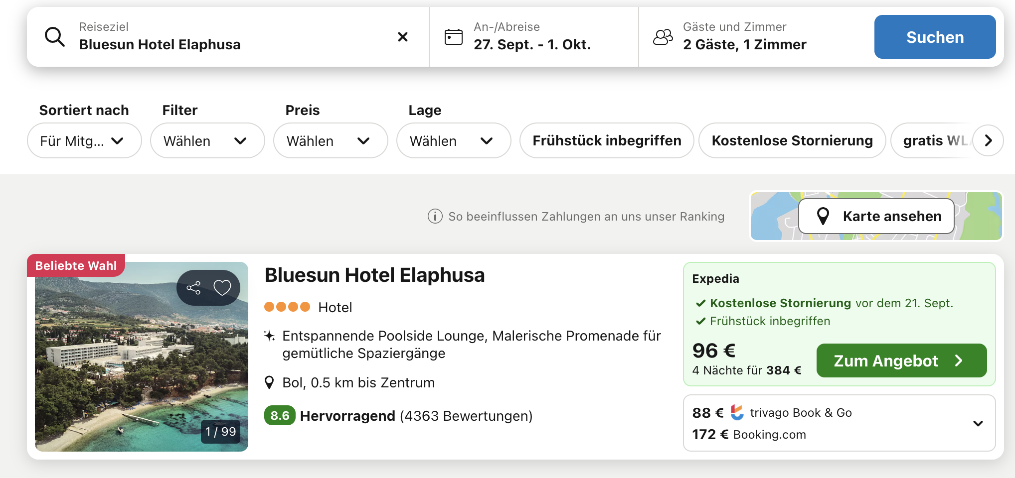 Screenshot Trivago
