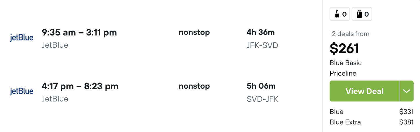 Example of Cheapest Flight