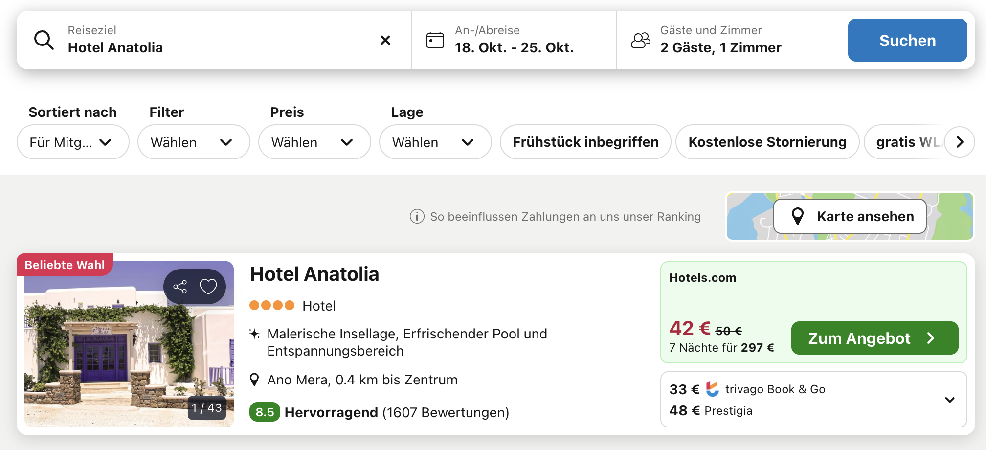 Screenshot Trivago