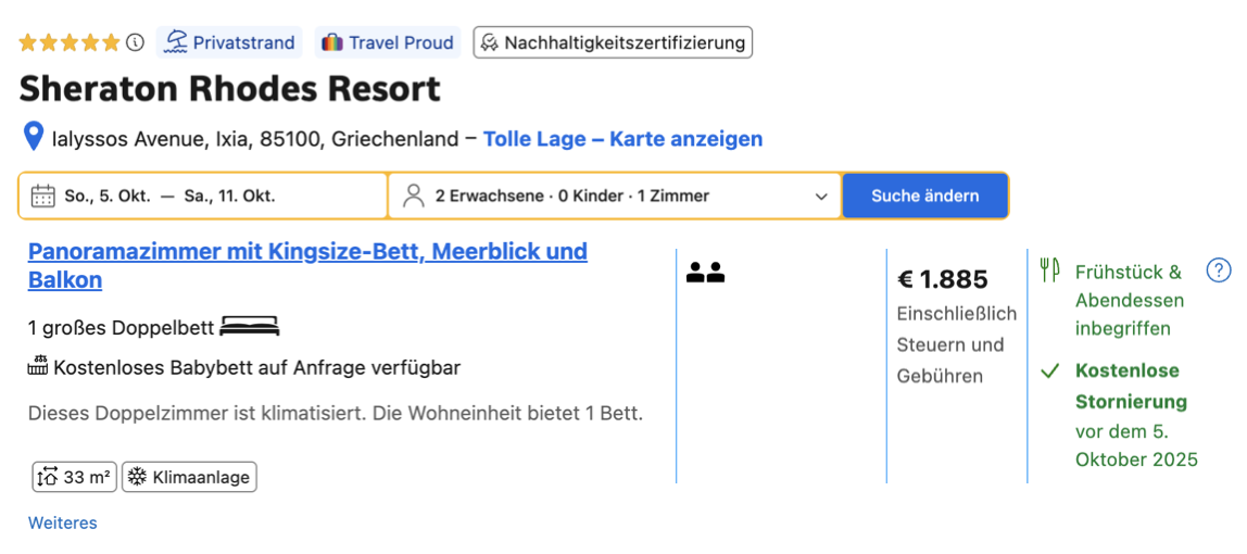 Screenshot Booking