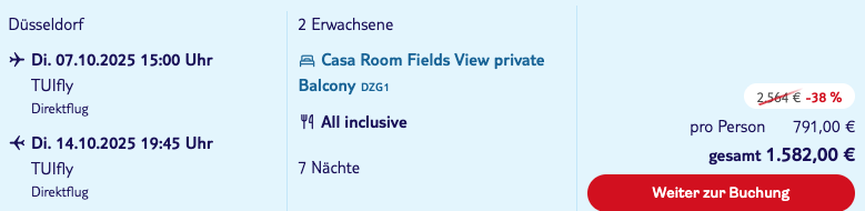 Dieses Angebot ist nur ein Beispiel, Abflughäfen und Reisedaten könnt ihr ganz einfach unter "𝗭𝗨𝗠 𝗗𝗘𝗔𝗟" individuell einstellen. Reisepreise, vor allem bei Lastminute-Abreisen, können sich außerdem rasant ändern; sollte dieser Dealpreis nicht mehr verfügbar sein, dann zeigt euch unser System automatisch den neuen Bestpreis an. 😊