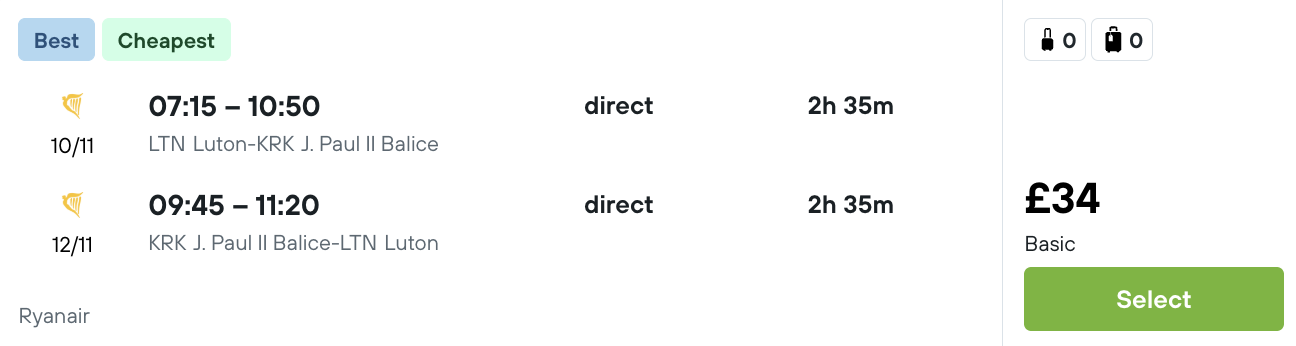 Flights Ryan Air