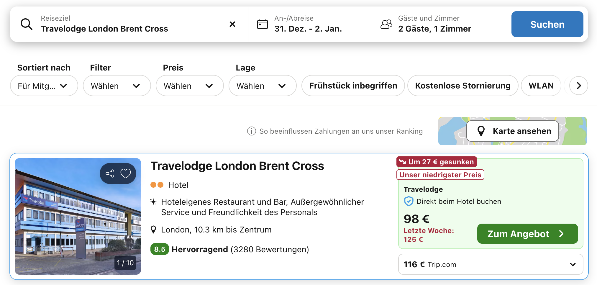 Screenshot Trivago