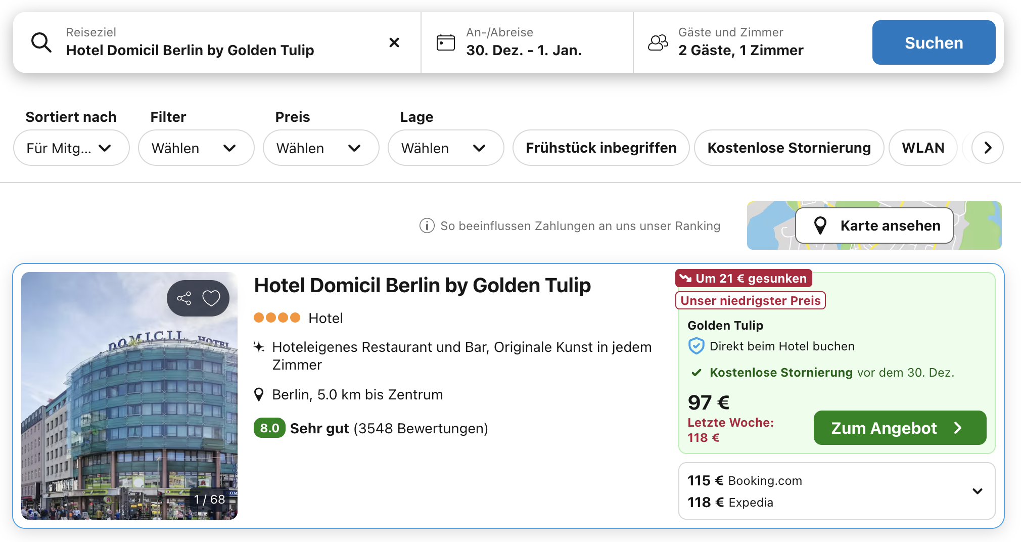 Screenshot Trivago