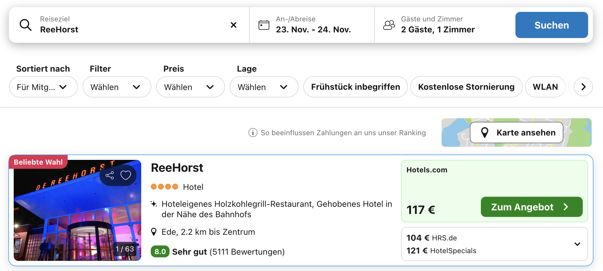 Screenshot Trivago
