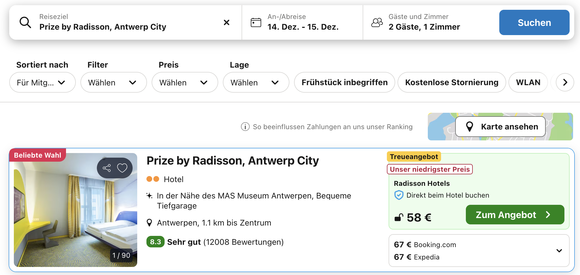 Screenshot Trivago