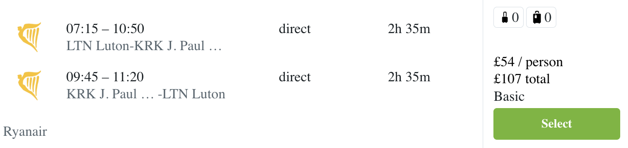 Flights Ryan Air