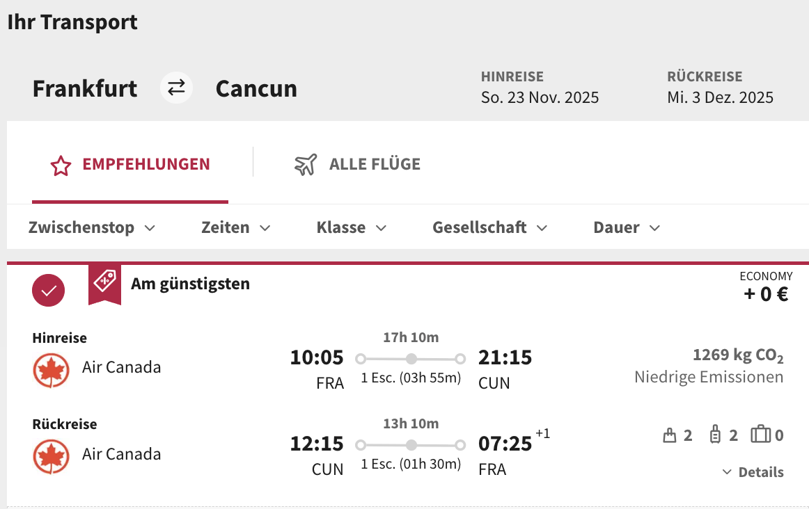 Dieses Angebot ist nur ein Beispiel, Abflughäfen und Reisedaten könnt ihr ganz einfach unter "𝗭𝗨𝗠 𝗗𝗘𝗔𝗟" individuell einstellen. Reisepreise, vor allem bei Lastminute-Abreisen, können sich außerdem rasant ändern; sollte dieser Dealpreis nicht mehr verfügbar sein, dann zeigt euch unser System automatisch den neuen Bestpreis an. 😊
