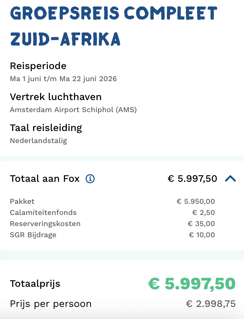 Groepsreis Zuid Afrika Fox