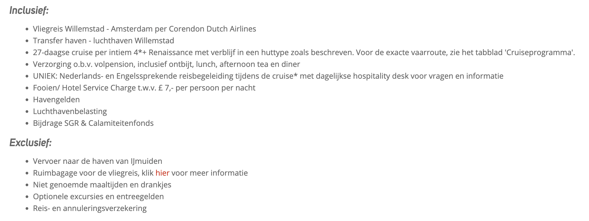 Corendon Cruise Curacao