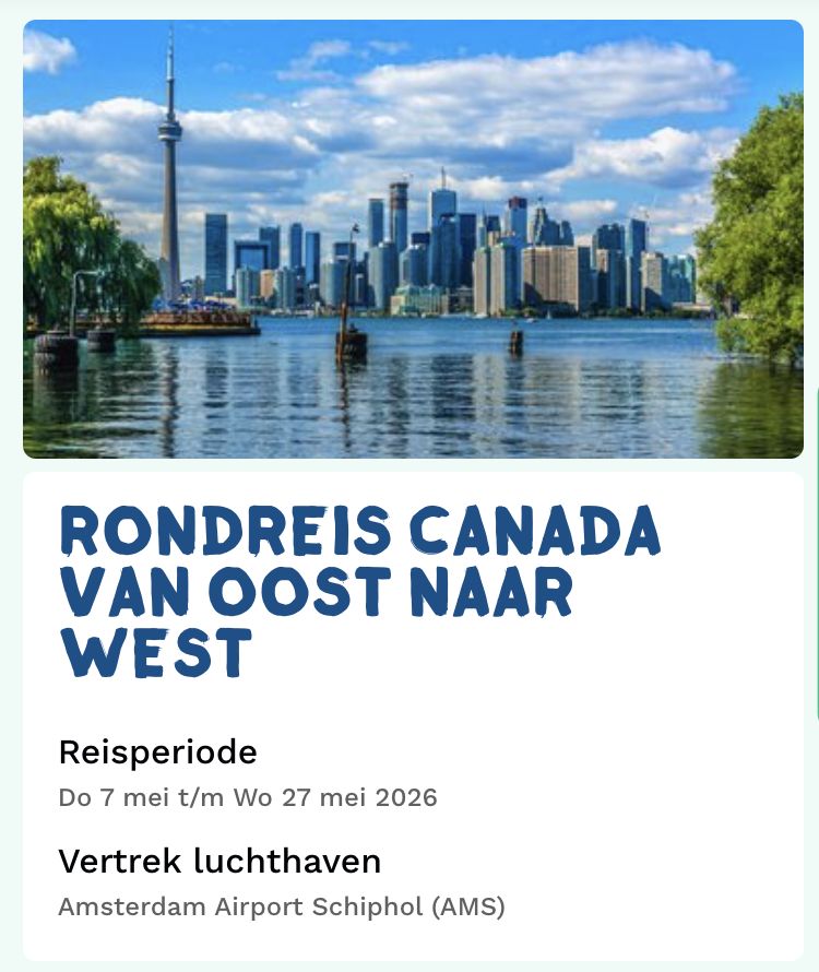 Rondreis Canada oost naar west