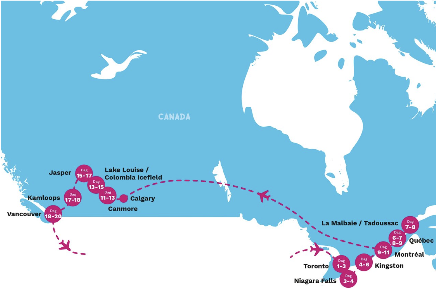 Rondreis Canada oost naar west