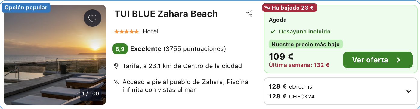 Oferta 🤩 Hotelazo frente al mar en Zahara de los Atunes 🏖️