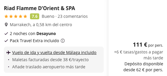 Oferta ✨  Viaje 5* a Marrakech con desayunos