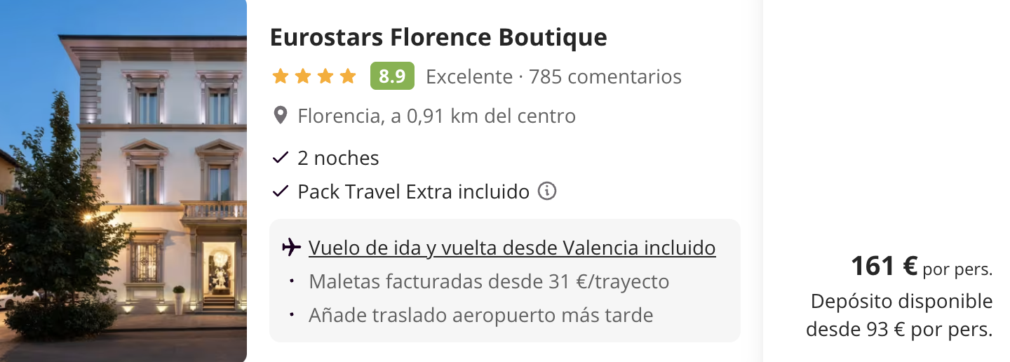 Oferta ⚜️ Viaje 4* a Florencia con hotel céntrico