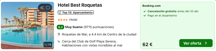 Oferta 🏖 Hotel a pie de playa en Roquetas de Mar