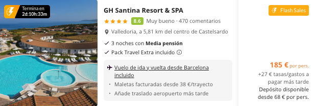 Oferta 🍝 Vacaciones en Cerdeña con Media Pensión 