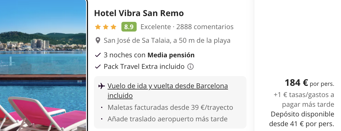 Oferta ☀️ MEDIA PENSIÓN en Ibiza 