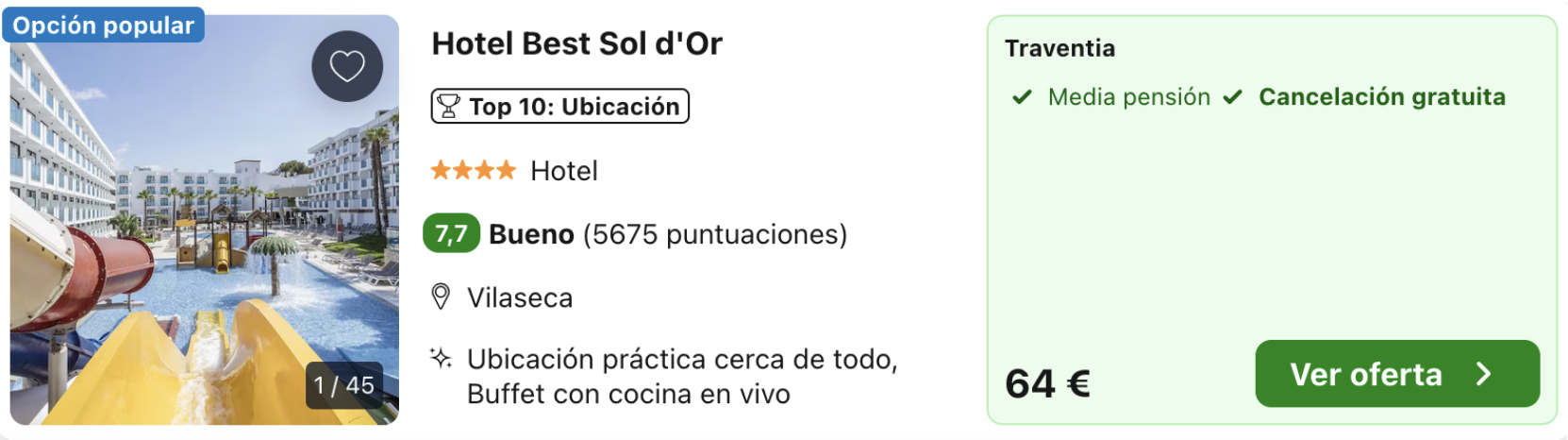 Oferta 😋🥘 Hoteles con Media Pensión 