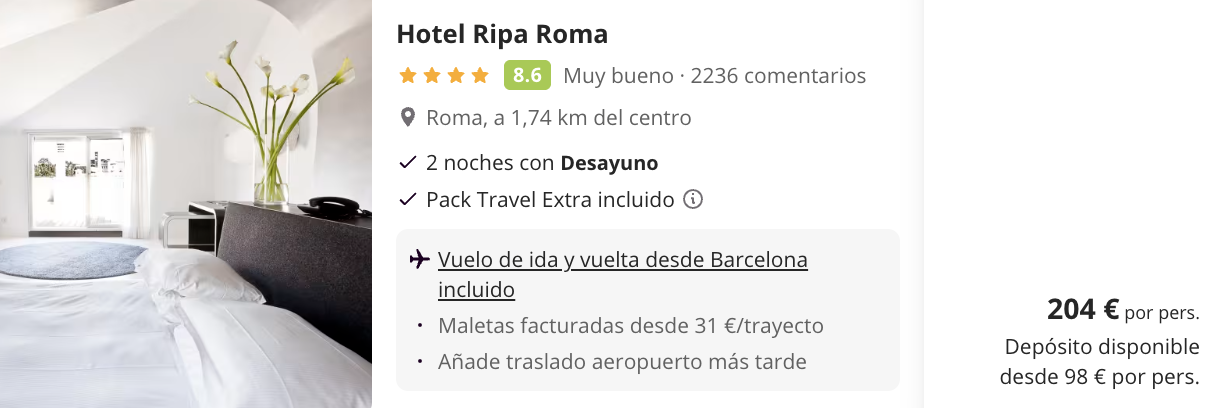Oferta 🛵 ¡FIN DE SEMANA 4* con desayunos en Roma!