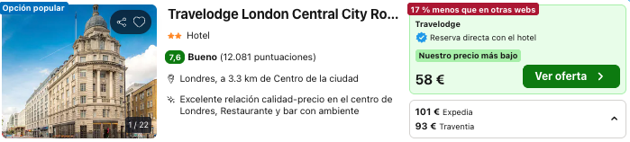 Oferta 📍Hotel en Londres cerca de Liverpool Street 🇬🇧