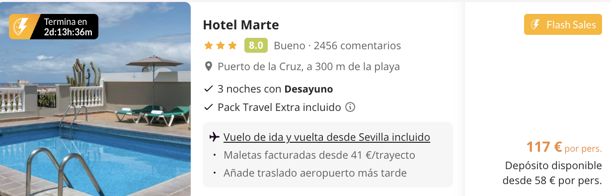 Oferta ☀️ Vacaciones en Tenerife