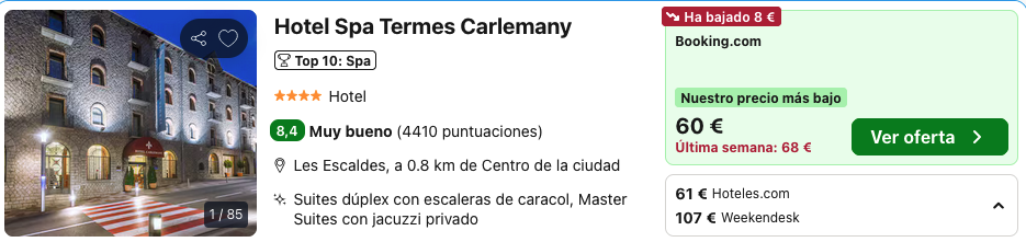 Oferta  Escapada 4* con Spa a Andorra ⛷️