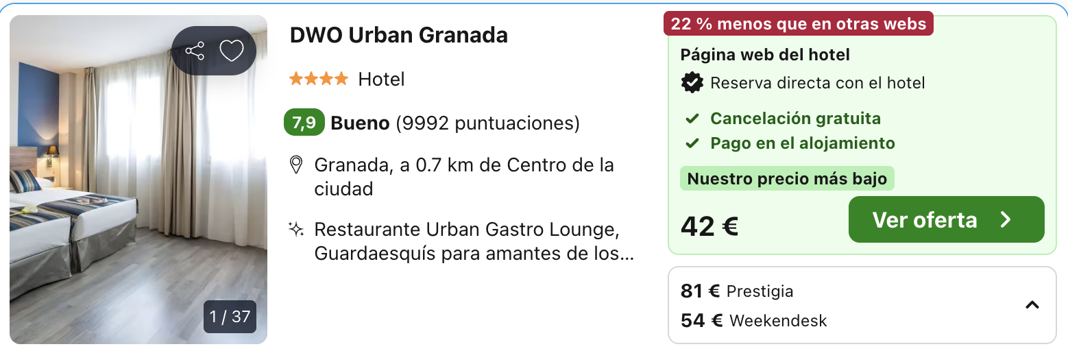 Oferta  🤩 ¡Chollazo! Escapada 4* a Granada