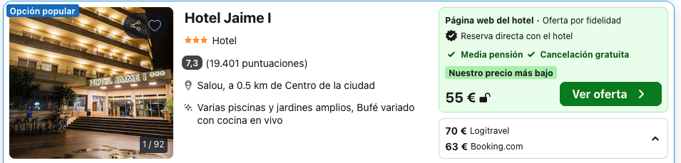 Oferta Hotel con toboganes y Media Pensión en Salou 🐳
