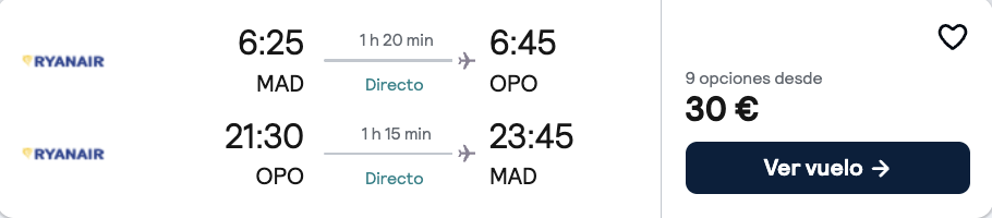 Oferta Vuelos directos a Oporto 🍷