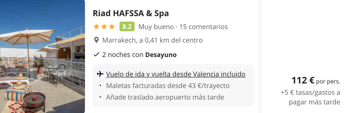 Oferta 🤩  Escapada de fin de semana a Marrakech