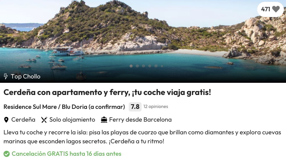 Oferta ¡CHOLLO! 💥 Vacaciones en Cerdeña ¡7 noches! 🏖️