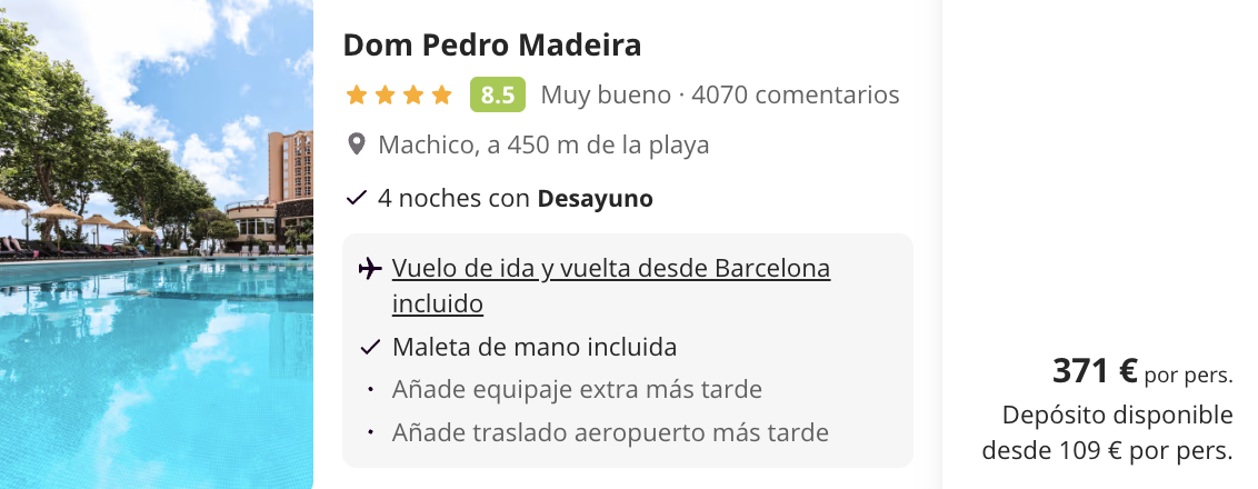 Oferta 🌺 Viaje a Madeira con desayunos