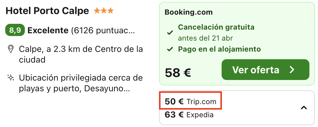 Oferta 🏖 Hotel a pie de playa en Calpe