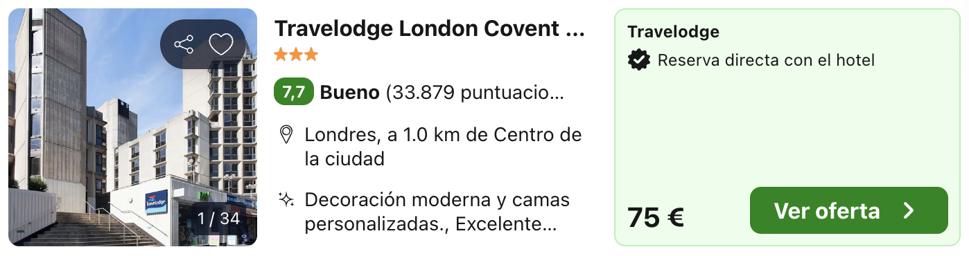 Oferta 🌻 Hotel en Londres cerca de Covent Garden 
