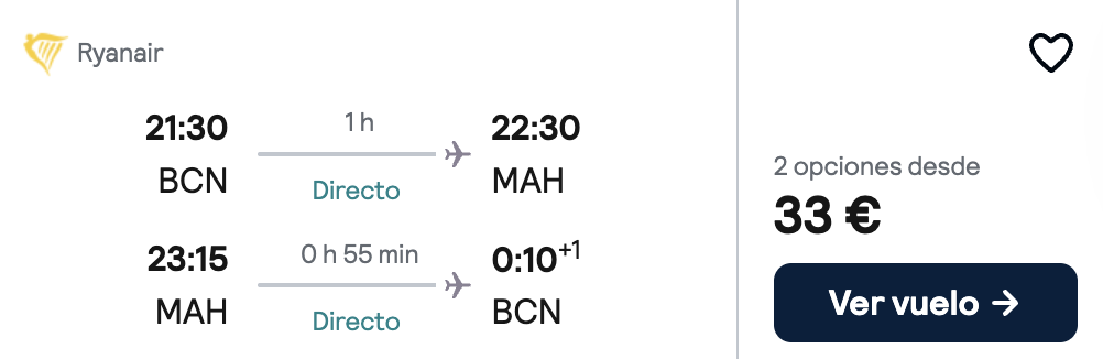 Oferta ☀️ Vuelos en finde a Menorca