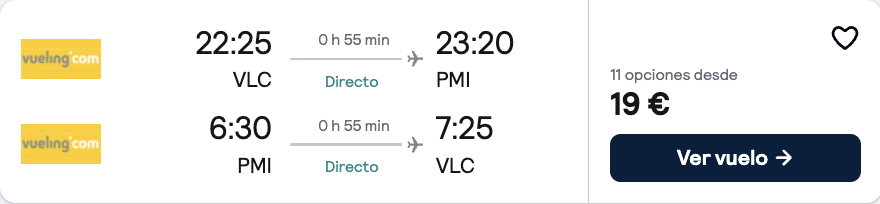 Oferta 🐬 Vuelos de ida y vuelta a las Islas Baleares 